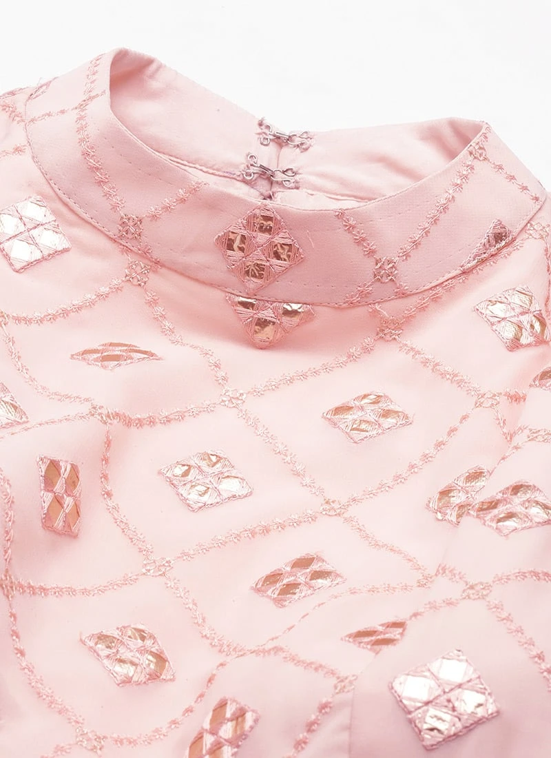 Peach Georgette Embroidered Gown Festive Wear 5 Peach Georgette Embroidered Gown Festive Wear - Image 5