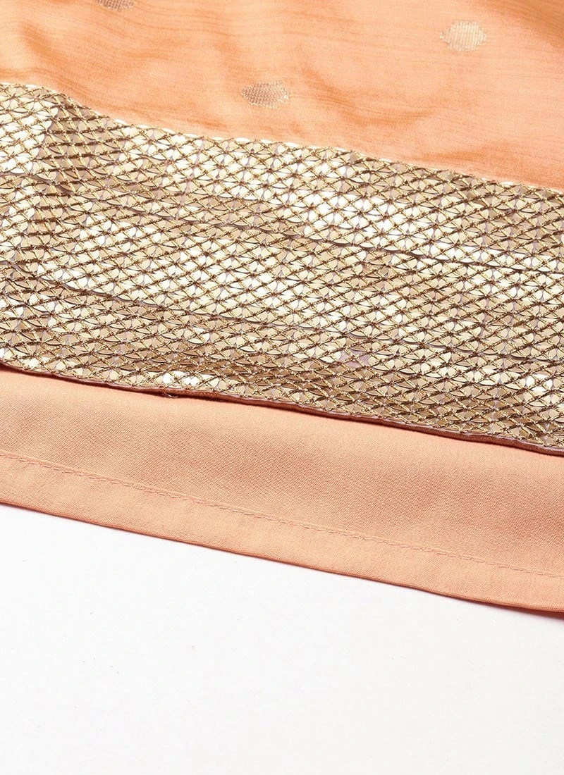 Bottom From Peach Jacquard N Cream Net Sharara Suit Set After Six Wear 8 Bottom From Peach Jacquard N Cream Net Sharara Suit Set After Six Wear - Image 8