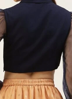 Skirt From Peach Jacquard N Navy Blue Art Silk Skirt Set After Six Wear -Deals Chic Lehenga Store Peach Jacquard N Navy Blue Art Silk Skirt Set IWBS02212526 rrc2