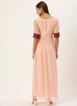 Peach N Maroon Embroidered Gathered Dress Festive Wear 10 Peach N Maroon Embroidered Gathered Dress Festive Wear -Deals Chic Lehenga Store Peach N Maroon Embroidered Gathered Dress DRBS02110983 b