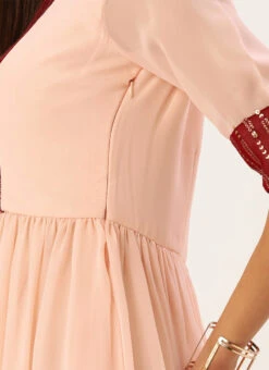 Peach N Maroon Embroidered Gathered Dress Festive Wear 11 Peach N Maroon Embroidered Gathered Dress Festive Wear -Deals Chic Lehenga Store Peach N Maroon Embroidered Gathered Dress DRBS02110983 rrc1