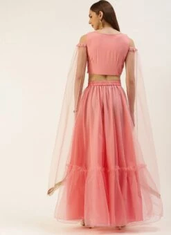Skirt From Peach N Pink Net Embroidered Skirt Set After Six Wear -Deals Chic Lehenga Store Peach N Pink Net Embroidered Skirt Set IWBS02212524 b