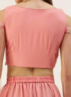 Skirt From Peach N Pink Net Embroidered Skirt Set After Six Wear -Deals Chic Lehenga Store Peach N Pink Net Embroidered Skirt Set IWBS02212524 rrc2