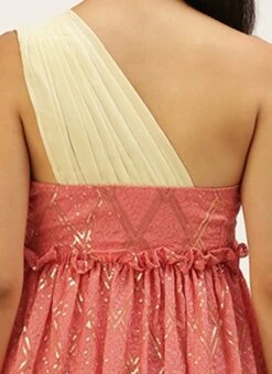 Peach N White Embroidered Tiered Maxi Dress Festive Wear -Deals Chic Lehenga Store Peach N White Embroidered Tiered Maxi Dress DRBS02206302 rrc2