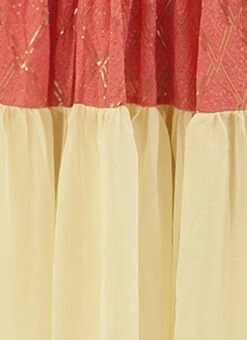 Peach N White Embroidered Tiered Maxi Dress Festive Wear -Deals Chic Lehenga Store Peach N White Embroidered Tiered Maxi Dress DRBS02206302 rrc4