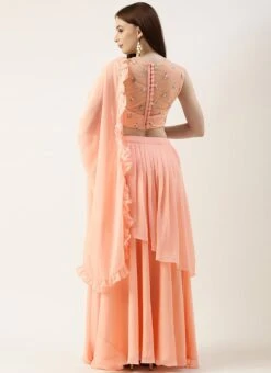 Peach N White Net Embroidered Lehenga Festive Wear -Deals Chic Lehenga Store Peach N White Net Embroidered Lehenga GHBS02211118 b