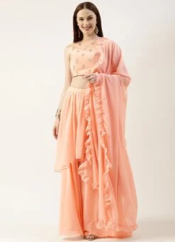 Peach N White Net Embroidered Lehenga Festive Wear -Deals Chic Lehenga Store Peach N White Net Embroidered Lehenga GHBS02211118 u