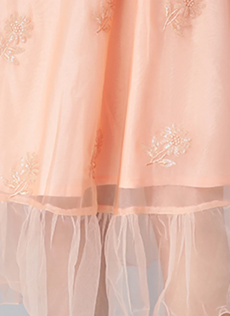 Peach Organza Embroidered Midi Dress After Six Wear 8 Peach Organza Embroidered Midi Dress After Six Wear - Image 8