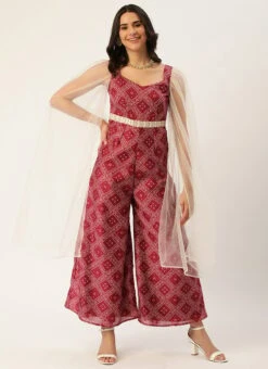 Pink Art Silk Digital Printed Jumpsuit Party Wear -Deals Chic Lehenga Store Pink Art Silk Digital Printed Jumpsuit DRBS02209680 u