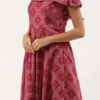 Pink Art Silk Digital Printed Off Shoulder Dress Festive Wear