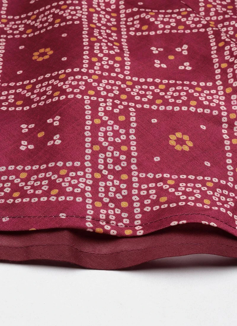 Pink Art Silk Digital Printed Off Shoulder Dress Festive Wear 8 Pink Art Silk Digital Printed Off Shoulder Dress Festive Wear - Image 8