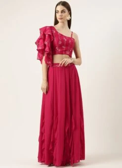 Skirt From Pink Art Silk Foil Printed Skirt Set After Six Wear -Deals Chic Lehenga Store Pink Art Silk Foil Printed Skirt Set IWBS02302304 u