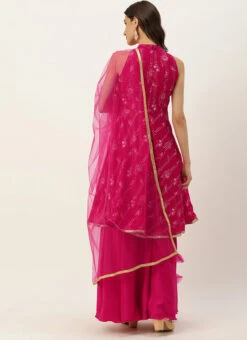 Dupatta From Pink Art Silk Halter Neck Sharara Suit After Six Wear -Deals Chic Lehenga Store Pink Art Silk Halter Neck Sharara Suit SLBS02305248 b