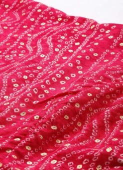 Pink Bandhani Printed Rayon Dress Festive Wear -Deals Chic Lehenga Store Pink Bandhani Printed Rayon Dress DRBS02302261 rrc1