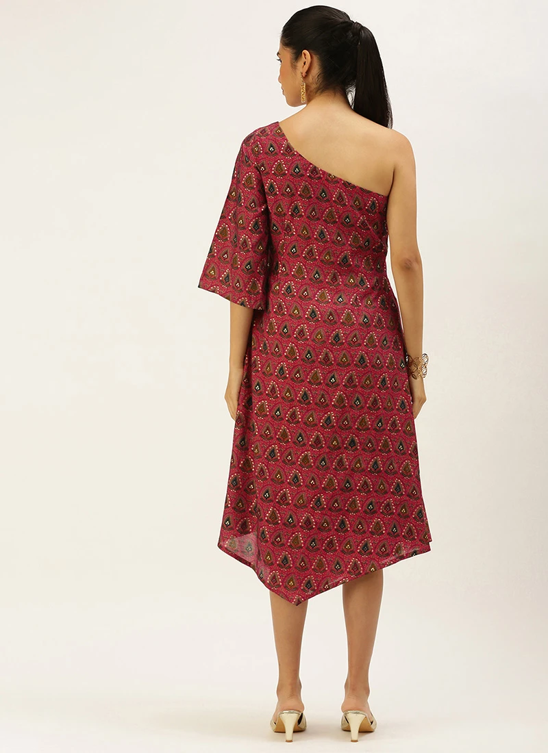 Pink Chanderi Art Silk Dress After Six Wear 4 Pink Chanderi Art Silk Dress After Six Wear - Image 4