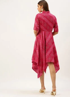 Pink Chanderi Art Silk Handkerchief Style Dress Festive Wear After Six Wear -Deals Chic Lehenga Store Pink Chanderi Art Silk Handkerchief Style Dress DRBS02203500 b