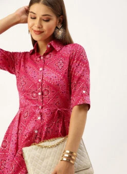 Pink Chanderi Art Silk Handkerchief Style Dress Festive Wear After Six Wear -Deals Chic Lehenga Store Pink Chanderi Art Silk Handkerchief Style Dress DRBS02203500 rrc1