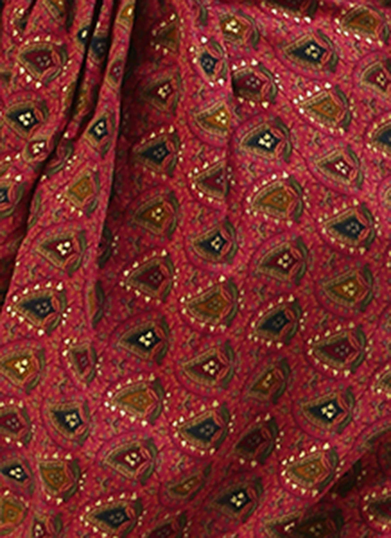 Pink Chanderi Art Silk Maxi Dress Festive Wear 8 Pink Chanderi Art Silk Maxi Dress Festive Wear - Image 8