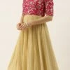 Pink Chinon Embroidered N Beige Gown Festive Wear