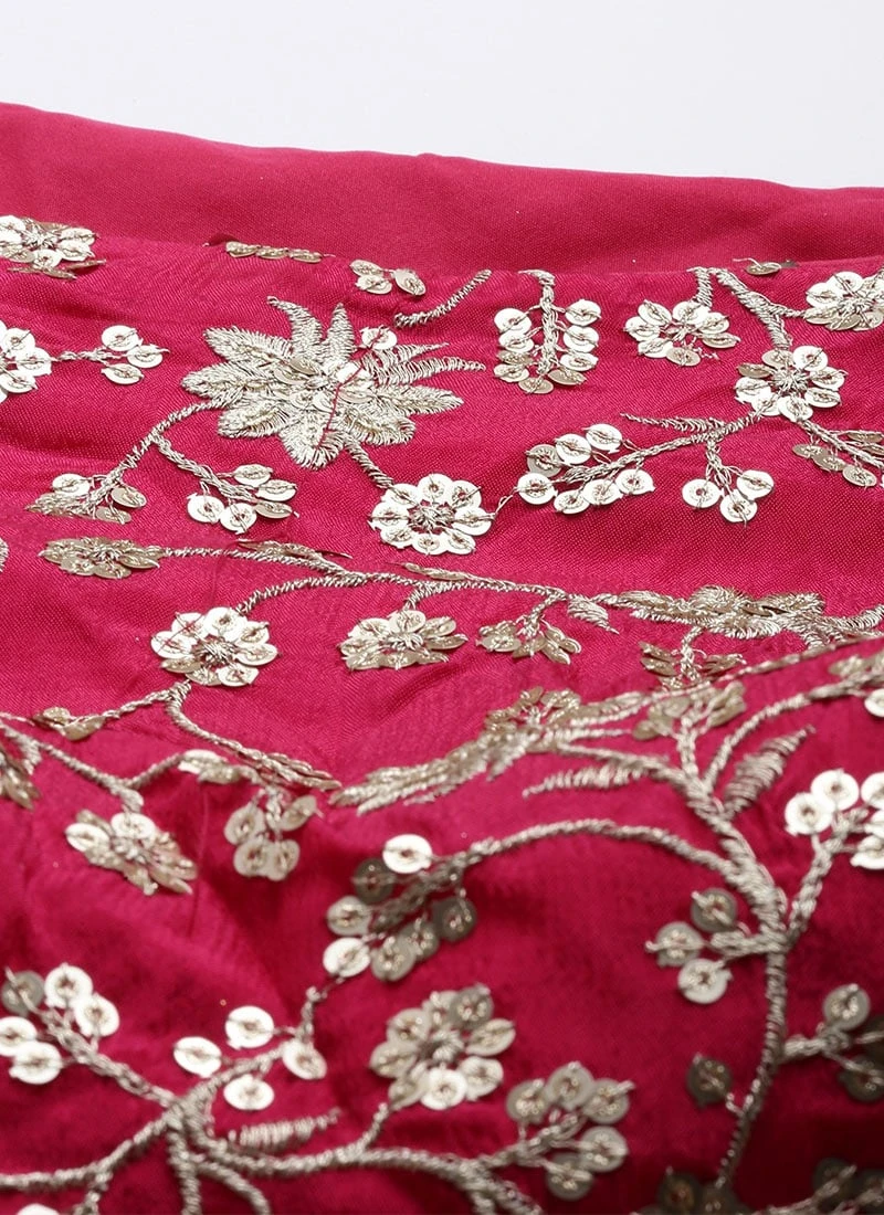 Pink Chinon Embroidered N Beige Gown Festive Wear 5 Pink Chinon Embroidered N Beige Gown Festive Wear - Image 5