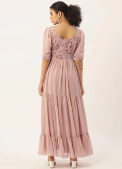 Pink Digital Printed Gathers Dress Festive Wear After Six Wear 11 Pink Digital Printed Gathers Dress Festive Wear After Six Wear -Deals Chic Lehenga Store Pink Digital Printed Gathers Dress DRBS02110847 b 1