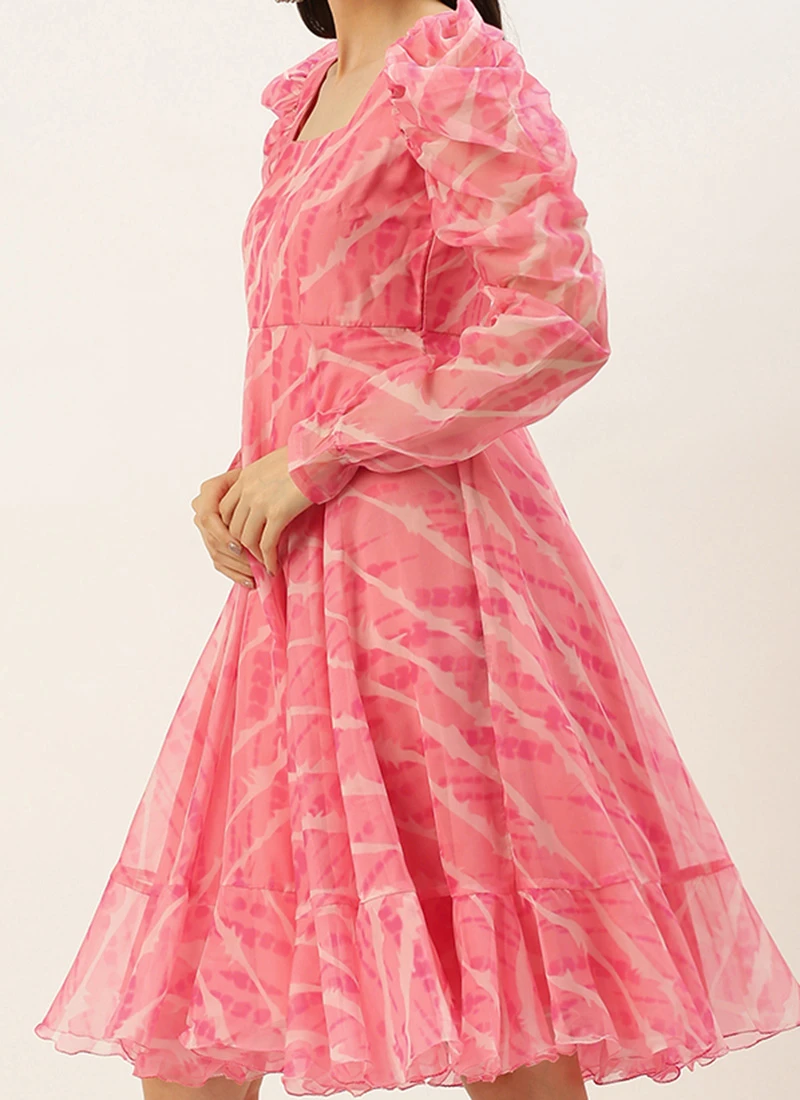 Pink Digital Printed Organza Dress After Six Wear 1 Pink Digital Printed Organza Dress After Six Wear