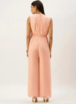 Pink Embroidered Collar Neck Jumpsuit Festive Wear 11 Pink Embroidered Collar Neck Jumpsuit Festive Wear -Deals Chic Lehenga Store Pink Embroidered Collar Neck Jumpsuit DRBS02201256 b