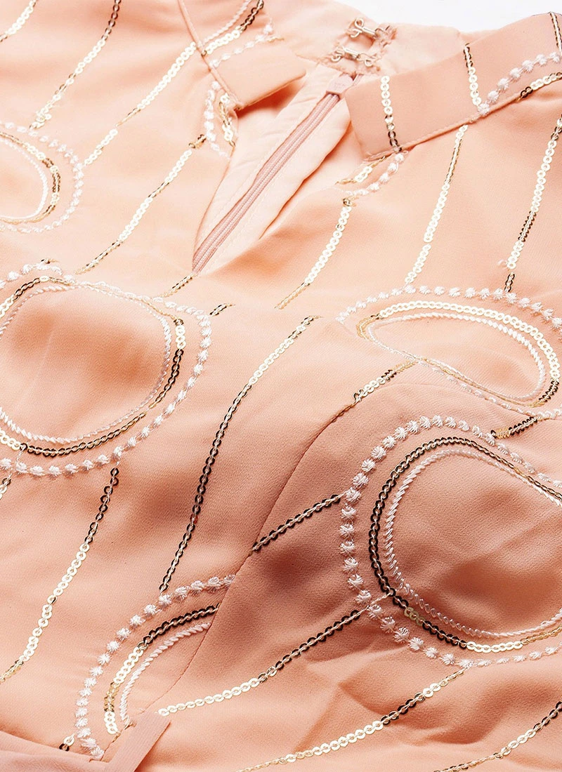 Pink Embroidered Collar Neck Jumpsuit Festive Wear 5 Pink Embroidered Collar Neck Jumpsuit Festive Wear - Image 5