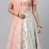 Pink Embroidered Floor Length Lehenga Set Wedding Wear
