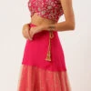 Pink Embroidered Lehenga With Potli Bag Wedding Wear Festive Wear