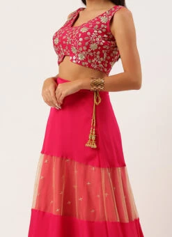 Pink Embroidered Lehenga With Potli Bag Wedding Wear Festive Wear