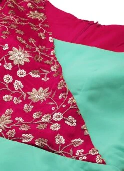 Pink Embroidered N Turquoise Overlapping Style Gown Festive Wear -Deals Chic Lehenga Store Pink Embroidered N Turquoise Overlapping Style Gown IWBS02201249 rrc1