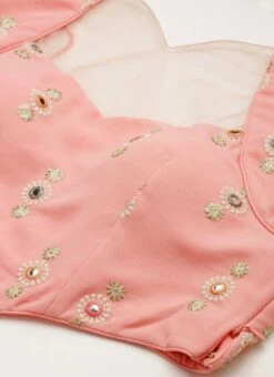 Dupatta From Pink Embroidered N White Georgette Lehenga After Six Wear -Deals Chic Lehenga Store Pink Embroidered N White Georgette Lehenga GHBS02211046 rrc1