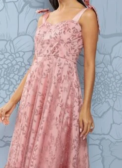 Pink Embroidered Net Corset Style Dress Party Wear