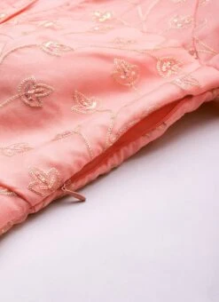 Dupatta From Pink Embroidered Oragnza Palazzo Suit After Six Wear -Deals Chic Lehenga Store Pink Embroidered Oragnza Palazzo Suit SLBS02306362 rrc3 1