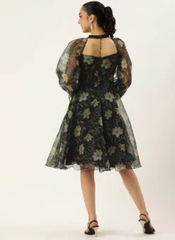 Pink Foil Organza Mini Dress Party Wear 11 Pink Foil Organza Mini Dress Party Wear -Deals Chic Lehenga Store Pink Foil Organza Mini Dress DRBS02209617 b