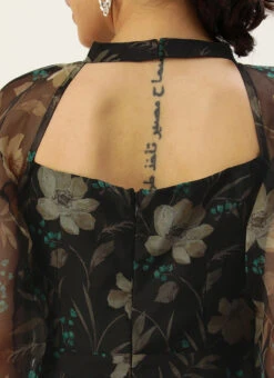 Pink Foil Organza Mini Dress Party Wear 13 Pink Foil Organza Mini Dress Party Wear -Deals Chic Lehenga Store Pink Foil Organza Mini Dress DRBS02209617 rrc2