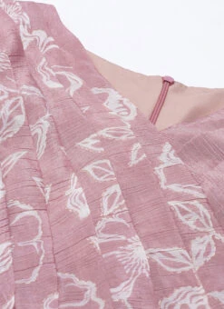 Pink Foil Print Chinnon Pleated Yoke Dress Festive Wear -Deals Chic Lehenga Store Pink Foil Print Chinnon Pleated Yoke Dress DRBS02111123 rrc1