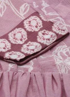 Pink Foil Print Chinnon Pleated Yoke Dress Festive Wear -Deals Chic Lehenga Store Pink Foil Print Chinnon Pleated Yoke Dress DRBS02111123 rrc3