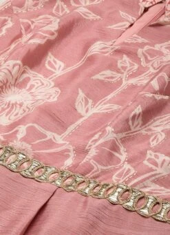 Pink Foil Print Chinon Jumpsuit Party Wear -Deals Chic Lehenga Store Pink Foil Print Chinon Jumpsuit DRBS02201207 rrc1