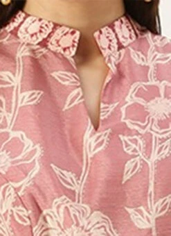 Pink Foil Print Chinon Jumpsuit Party Wear -Deals Chic Lehenga Store Pink Foil Print Chinon Jumpsuit DRBS02201207 rrc3