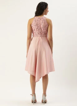 Pink Foil Printed Asymmetric Dress Festive Wear -Deals Chic Lehenga Store Pink Foil Printed Asymmetric Dress DRBS02209720 b