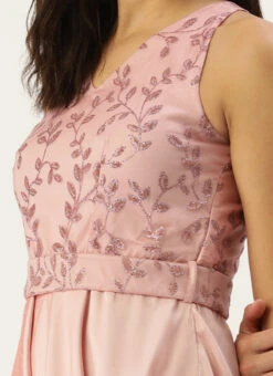 Pink Foil Printed Asymmetric Dress Festive Wear -Deals Chic Lehenga Store Pink Foil Printed Asymmetric Dress DRBS02209720 rrc1