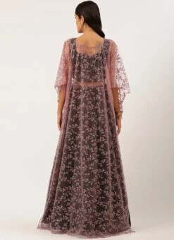 Pink Foil Printed Cape Style Lehenga N Potli Bag Wedding Wear -Deals Chic Lehenga Store Pink Foil Printed Cape Style Lehenga N Potli Bag GHBS02208420 b