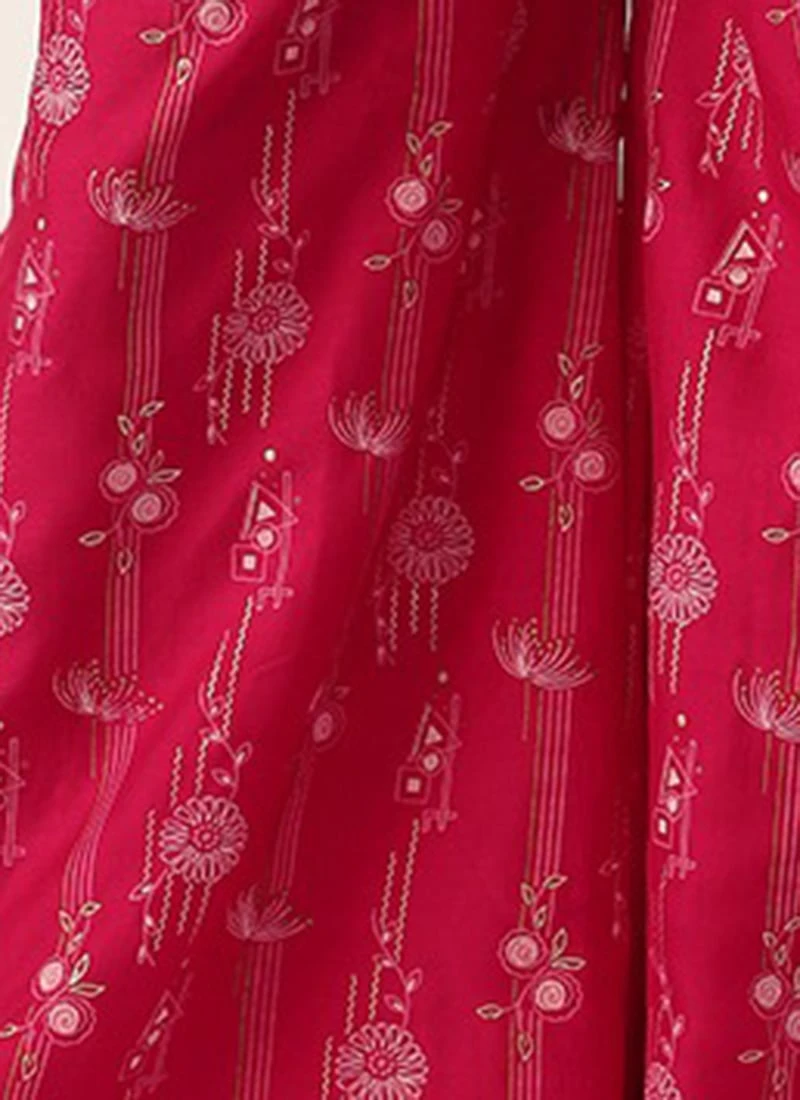 Bottom From Pink Foli Print Art Silk Co Ords Set After Six Wear 8 Bottom From Pink Foli Print Art Silk Co Ords Set After Six Wear - Image 8