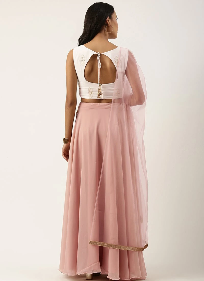 Pink Georgette Embroidered Full Circular Lehenga Festive Wear 4 Pink Georgette Embroidered Full Circular Lehenga Festive Wear - Image 4