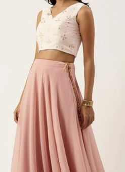 Pink Georgette Embroidered Full Circular Lehenga Festive Wear