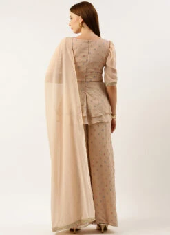 Dupatta From Pink Georgette Embroidered Palazzo Suit After Six Wear -Deals Chic Lehenga Store Pink Georgette Embroidered Palazzo Suit SLBS02210989 b