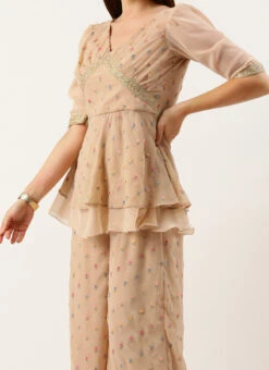 Dupatta From Pink Georgette Embroidered Palazzo Suit After Six Wear