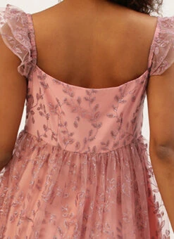 Pink Glitter Foil Tiered Gathers Dress Wedding Wear Party Wear 13 Pink Glitter Foil Tiered Gathers Dress Wedding Wear Party Wear -Deals Chic Lehenga Store Pink Glitter Foil Tiered Gathers Dress DRBS02209690 rrc2